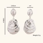 2024 New Arrival Fashion Jewelry Minimalist Metal Texture Water Wave Silver Drop Earring Hammered Shell Dangle Earrings - Image 3