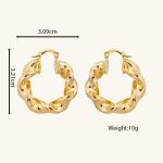 Vintage Big Circle Jewelry Twisted Brass Based 18K Gold Plating Hoop Earrings - Image 6