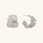 2024 New Arrival Fashion Jewelry Irregular Exaggerated lava C-circle retro earring chunky plated hoop earrings for Women