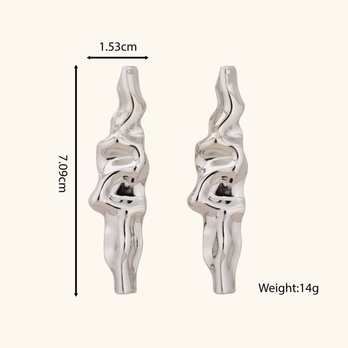 Factory Pricing Wholesale Jewelry Irregular Exaggerated Palladium Plated Brass Stud Earrings for Women Daily Wear - Image 3