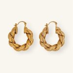 Personalized Exaggerated Twisted Hemp Rope 18K Gold Plated Brass Hoop Earrings for Women Jewelry Wholesale