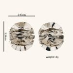 Geometric Stainless Steel Earring Silver Jewelry Earrings Pleated Polished Stud Earrings For Women - Image 5