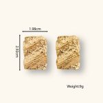 Gorgeous Stainless Steel Stud Earrings Jewelry Women Hammered Texture Square Irregular Earrings - Image 2