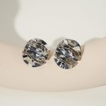 Geometric Stainless Steel Earring Silver Jewelry Earrings Pleated Polished Stud Earrings For Women - Image 2