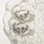 Fashion New Geometric Texture Jewelry Plated Ribbon Silver Color Fashion Charm Unusual Earrings Women - Image 2