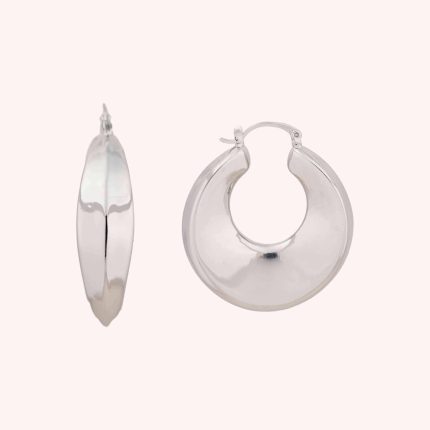 Fashion Jewelry Glossy Chunky U Shape Vintage Brass Hoop Earring in Silver for Women Jewelry