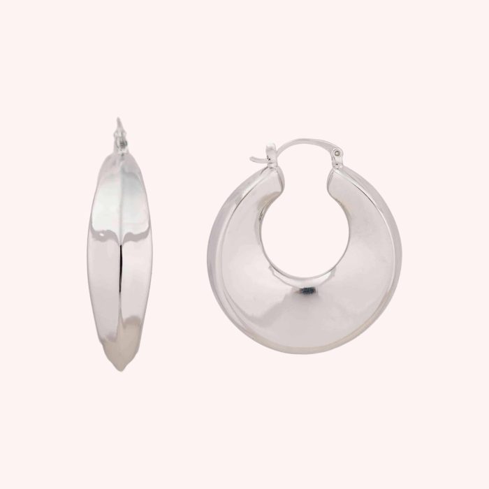 Fashion Jewelry Glossy Chunky U Shape Vintage Brass Hoop Earring in Silver for Women Jewelry - Image 1