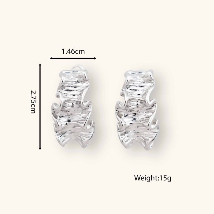 Fashion New Geometric Texture Jewelry Plated Ribbon Silver Color Fashion Charm Unusual Earrings Women - Image 5