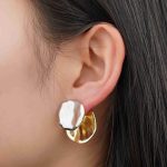 Wholesale Fashion Accessories Two Layers Clip Earrings Dual Plated Colors Brass Based Women's Stud Earrings - Image 4