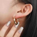 Trendy Vintage Jewelry Waterproof Twisted Textured Stainless Steel Earrings 18K Gold Plated Hoop Earrings for Women - Image 3