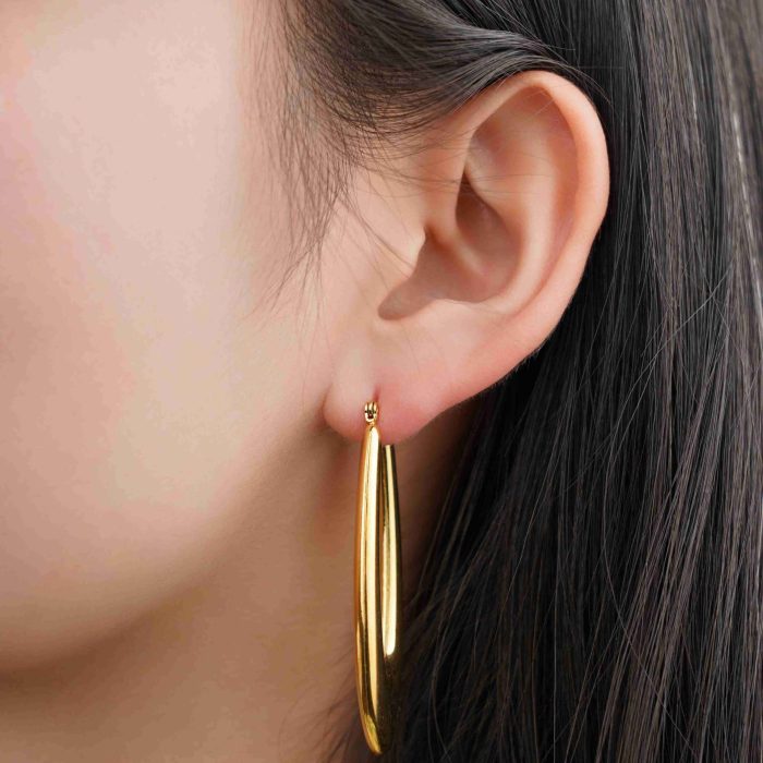 Various Good Quality 18K Gold Plating Large Chunky Round Waterproof Stainless Steel Hoop Earrings for Women - Image 4