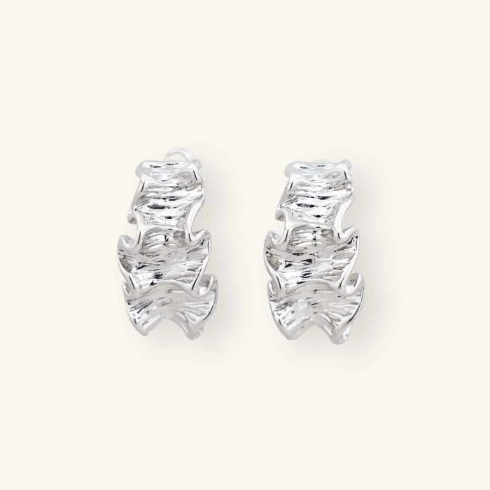Fashion New Geometric Texture Jewelry Plated Ribbon Silver Color Fashion Charm Unusual Earrings Women - Image 1