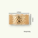 Vintage Wide Surface and Thick Hammered Gold Plated Zinc Alloy Cuff Bracelet for Women Jewelry - Image 5