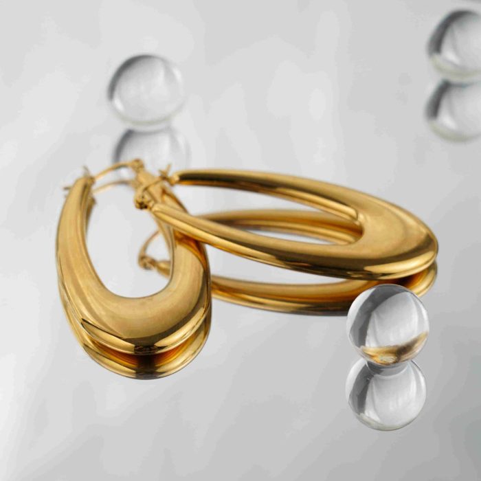 Various Good Quality 18K Gold Plating Large Chunky Round Waterproof Stainless Steel Hoop Earrings for Women - Image 2