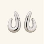 New Arrivals Stylish J Shaped Hypoallergenic Stainless Steel Stud Earrings for Women waterproof jewelry - Image 2