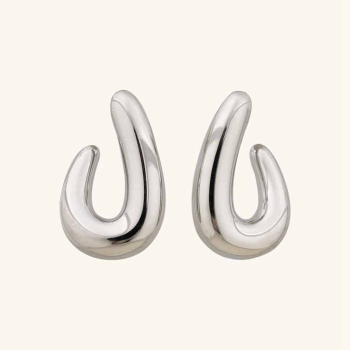 New Arrivals Stylish J Shaped Hypoallergenic Stainless Steel Stud Earrings for Women waterproof jewelry - Image 2