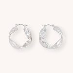 Retro Irregular hoop earrings silver wave shape earrings fashion personalized alloy earrings for women