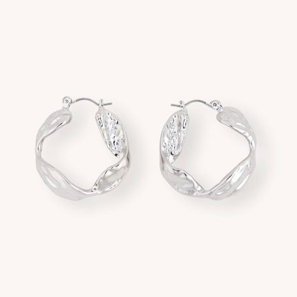 Retro Irregular hoop earrings silver wave shape earrings fashion personalized alloy earrings for women