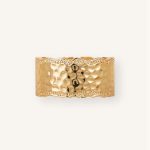 Vintage Wide Surface and Thick Hammered Gold Plated Zinc Alloy Cuff Bracelet for Women Jewelry