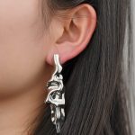Factory Pricing Wholesale Jewelry Irregular Exaggerated Palladium Plated Brass Stud Earrings for Women Daily Wear - Image 4