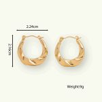Trendy Vintage Jewelry Waterproof Twisted Textured Stainless Steel Earrings 18K Gold Plated Hoop Earrings for Women - Image 5