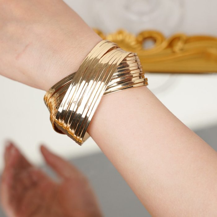 New Designs Widely Used Matte Polished Metal Blank Men Chunky Rounded Women'S Gold Plated Vintage Cuff Bracelet - Image 3