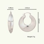 Fashion Jewelry Glossy Chunky U Shape Vintage Brass Hoop Earring in Silver for Women Jewelry - Image 6