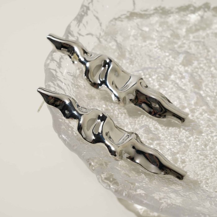Factory Pricing Wholesale Jewelry Irregular Exaggerated Palladium Plated Brass Stud Earrings for Women Daily Wear - Image 2