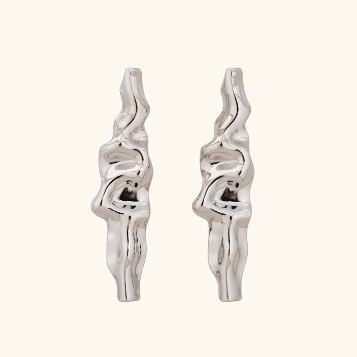 Factory Pricing Wholesale Jewelry Irregular Exaggerated Palladium Plated Brass Stud Earrings for Women Daily Wear - Image 1