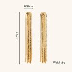 Wholesale Jewelry 18K Gold Plated Brass Dangle Earrings Zircon Long Tassel Drop Earrings for Women - Image 6