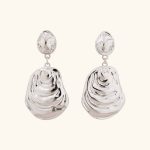 2024 New Arrival Fashion Jewelry Minimalist Metal Texture Water Wave Silver Drop Earring Hammered Shell Dangle Earrings