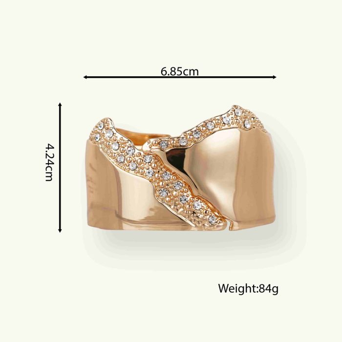 Factory Wholesale Proper Price Stainless Steel Bangle 18K Gold Plated Wide Cuff Bracelet With Stone - Image 6