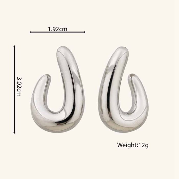 New Arrivals Stylish J Shaped Hypoallergenic Stainless Steel Stud Earrings for Women waterproof jewelry - Image 6
