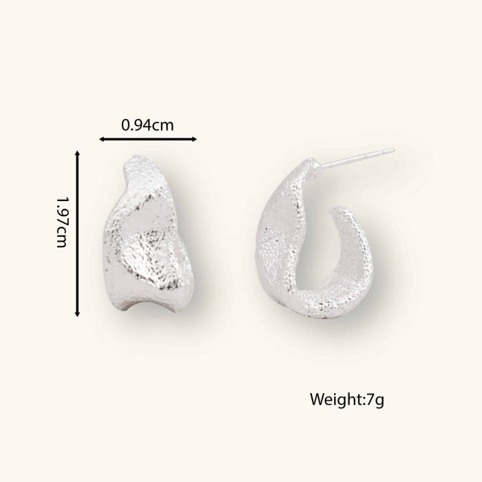 Exquisite Chic Chunky C Shape Earrings Hot Sale Zinc Alloy Brushed Geometric Earrings For Girls - Image 5