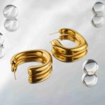 Fashion Waterproof Women Jewelry 18K Gold Plated Stainless Steel Stud Earrings Tarnish free Irregular C Shape Earrings for Girls - Image 2