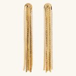 Wholesale Jewelry 18K Gold Plated Brass Dangle Earrings Zircon Long Tassel Drop Earrings for Women