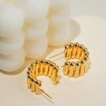 Wholesale High Quality Vintage Inspired 18K Gold Plated Brass Hoop Earrings With Stud for Women Jewelry