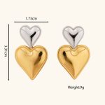 New Products 18K Gold Plated Accessories Dual Colors Waterproof Stainless Steel Heart Shape Stud Earring for Women Jewelry - Image 5