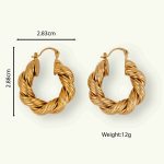 Personalized Exaggerated Twisted Hemp Rope 18K Gold Plated Brass Hoop Earrings for Women Jewelry Wholesale - Image 5