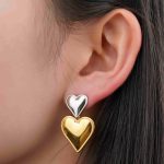 New Products 18K Gold Plated Accessories Dual Colors Waterproof Stainless Steel Heart Shape Stud Earring for Women Jewelry - Image 4