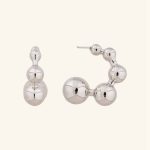 Wholesale Fine Quality Fashion Vintage Beads Jewelry Palladium Plated Brass Half Hoop Earrings with Stud for Women - Image 2