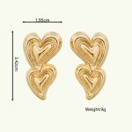Factory Wholesale Proper Price Gold Women Popular New Design Double Hearts Stud Earrings for Women - Image 6