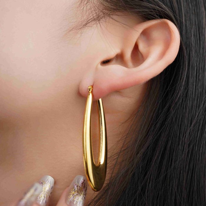 Various Good Quality 18K Gold Plating Large Chunky Round Waterproof Stainless Steel Hoop Earrings for Women - Image 3