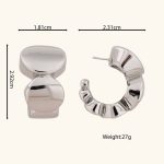 Factory Directly Wholesale Jewelry Brass Based Palladium Plated Flat Beads Half Hoop Earrings For Women - Image 6