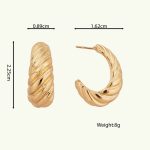 Wholesale Fine Jewelry Gold Plated Minimalist Zinc Alloy Hoop Earrings Twisted Textured Croissant Women's Earrings - Image 6