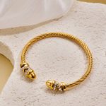 Luxury Gold Crystal-Studded Cable Bangle – Modern Twist Design for Women - Image 2