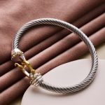 Two-Tone Horsebit Crystal Cable Bangle – Bold Sophistication, Effortless Glamour - Image 4