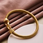 Luxury Gold Horsebit Crystal Bangle – Timeless Elegance with a Modern Twist - Image 5