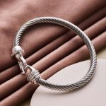 Classic Silver Horsebit Cable Bangle – Sparkling Crystal Detail for Everyday Chic - Image 4