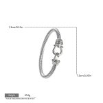 Classic Silver Horsebit Cable Bangle – Sparkling Crystal Detail for Everyday Chic - Image 3